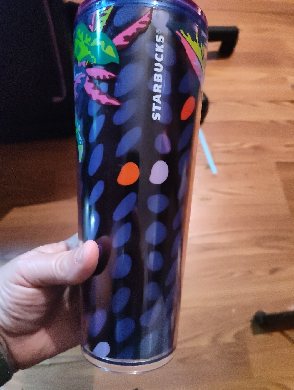Starbucks Black & Purple Patterned Tumbler